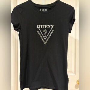 GUESS Bling Black Short Sleeve Tee with Silver Logo small